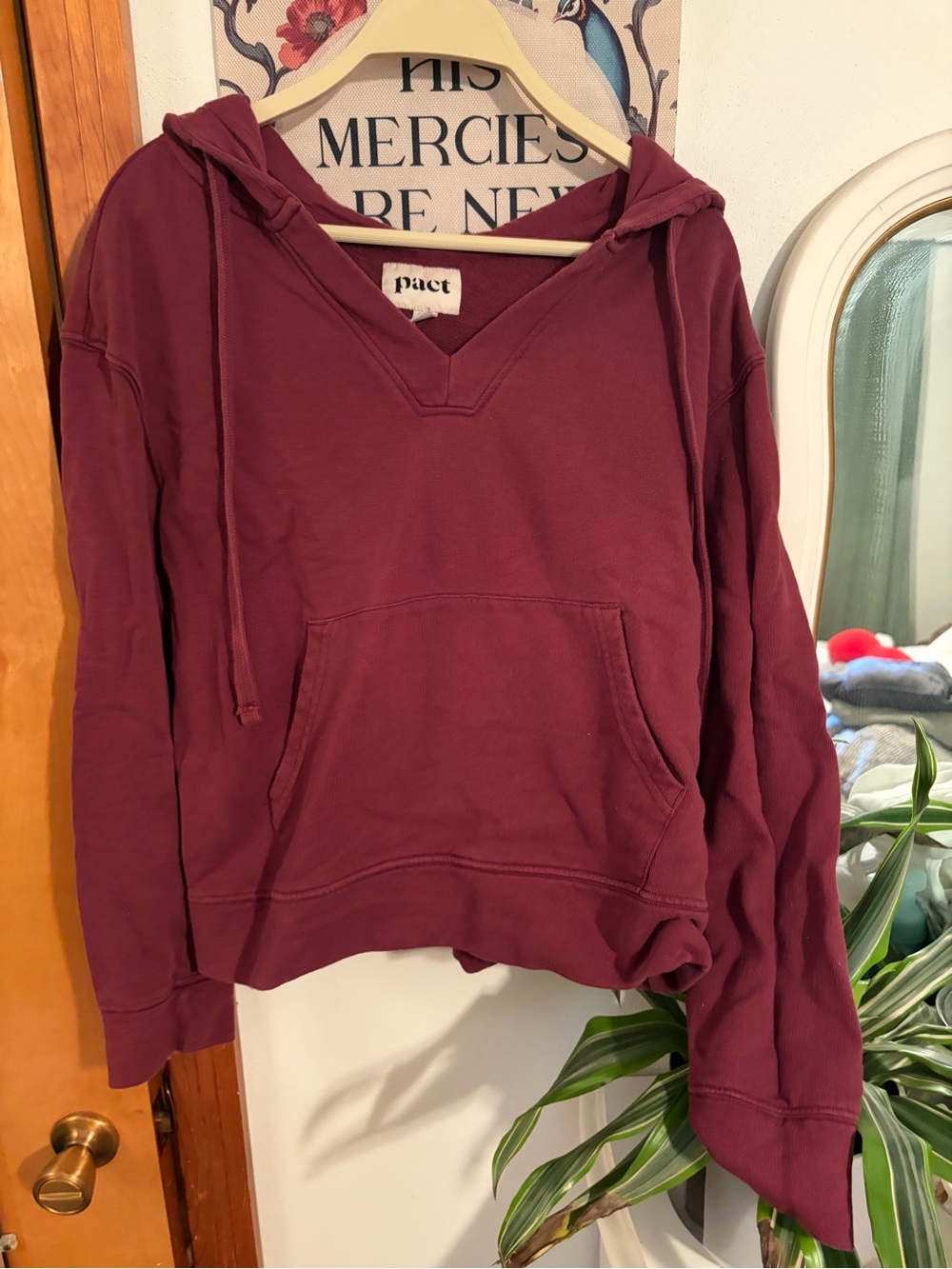 Pact Women's Pullover Hoodie in Wine